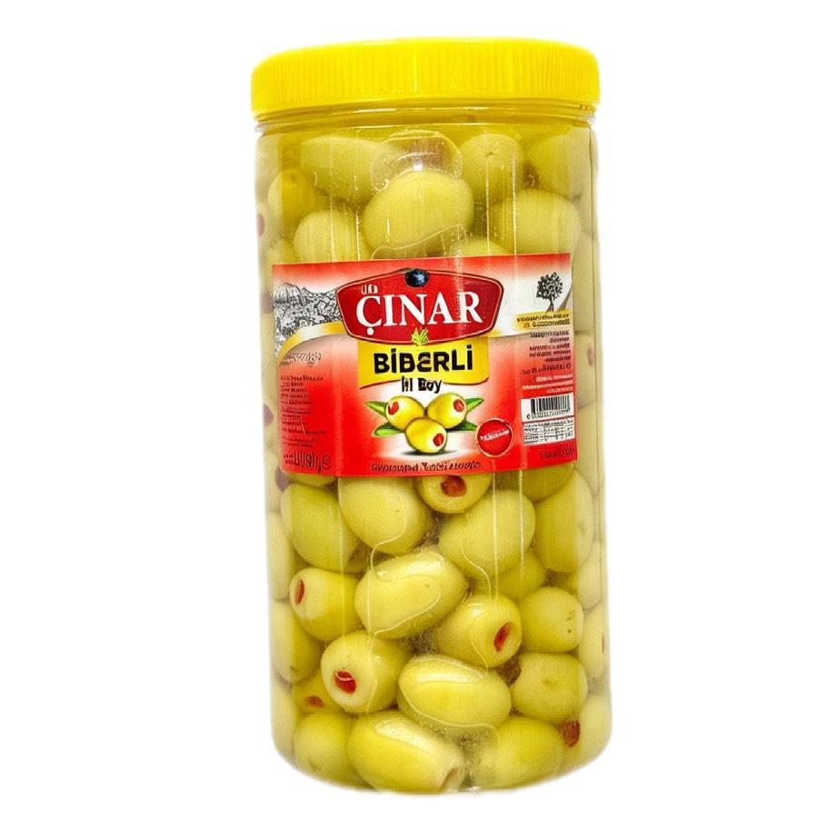 Biberli Dolgulu Yeşil Zeytin İri Boy 1 Kg