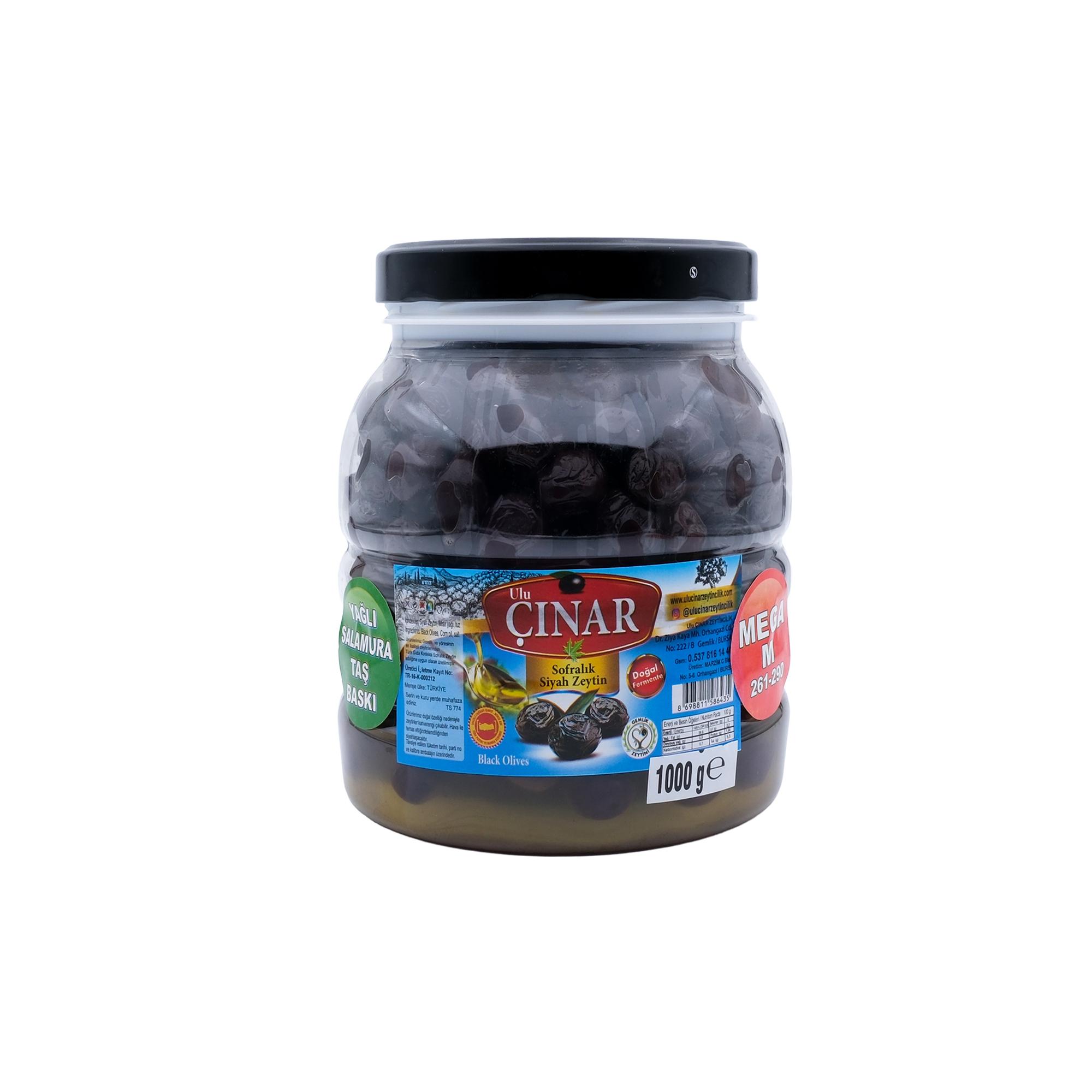 Mega Siyah Zeytin Az Tuzlu 1 Kg