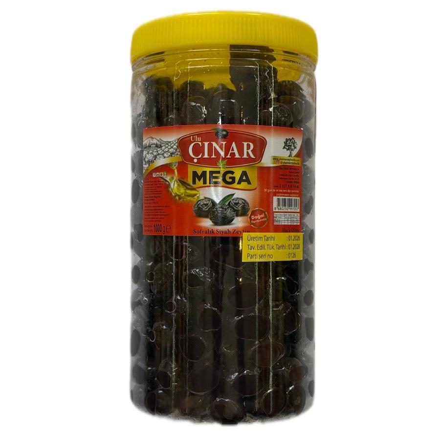 Mega Siyah Zeytin Az Tuzlu 1 Kg
