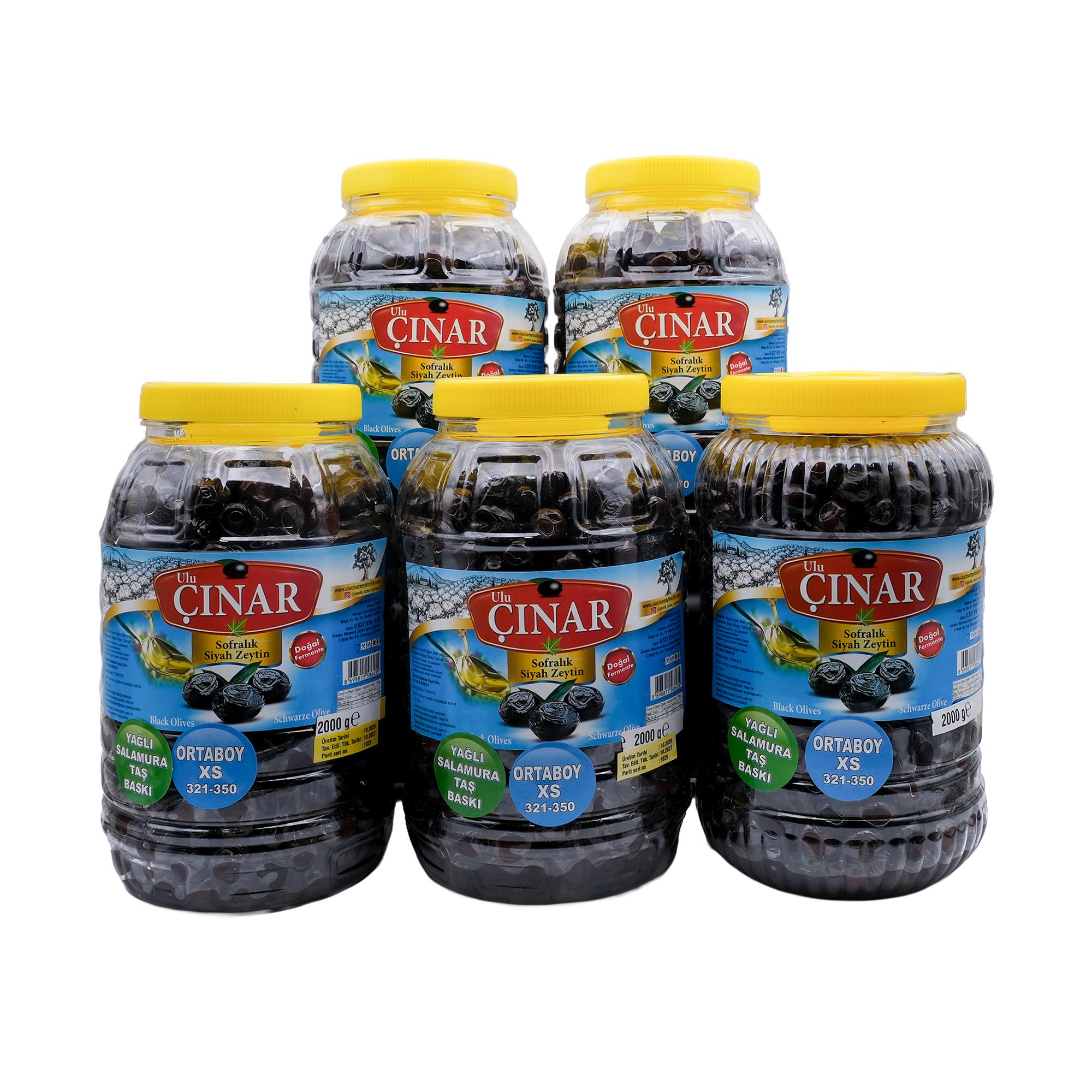 Orta Boy Siyah Zeytin Az Tuzlu 2 Kg X 5 Adet= 10 Kg