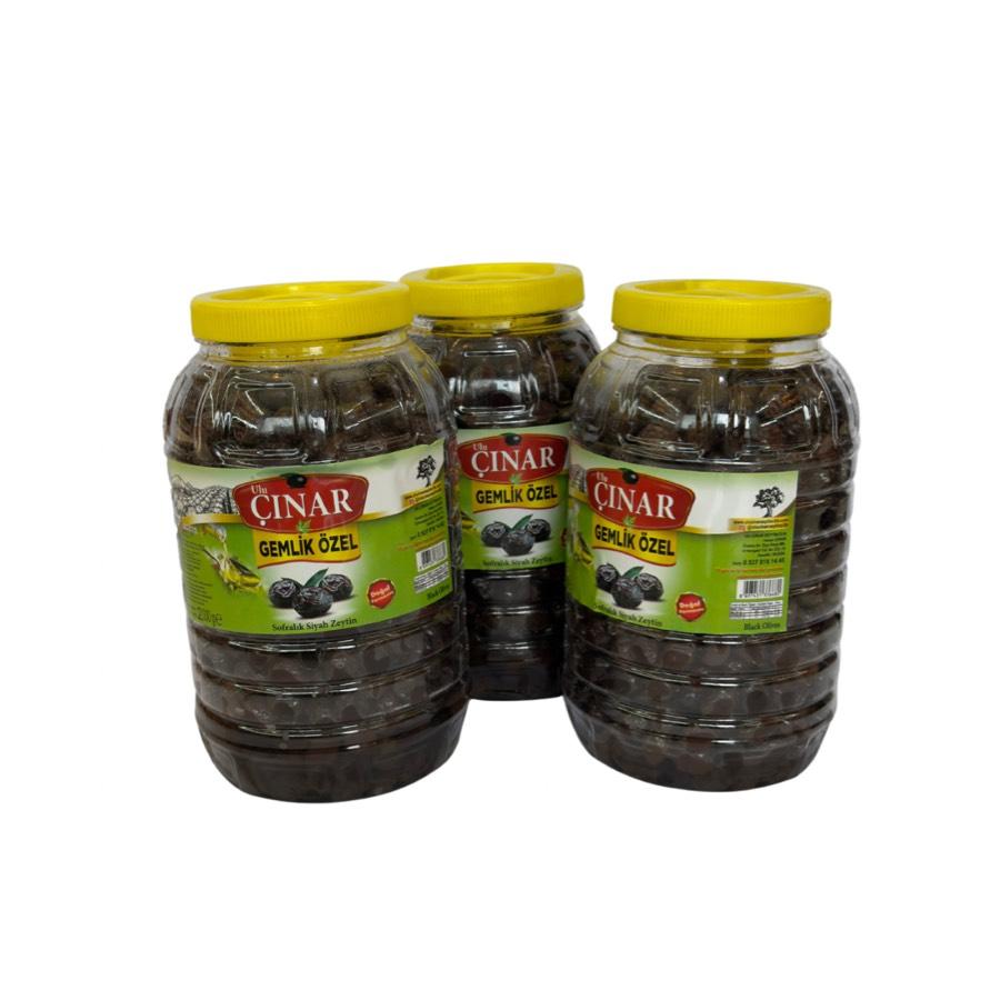 Gemlik ÖZEL- Siyah Zeytin Az Tuzlu 2 Kg X 3 Adet= 6 Kg